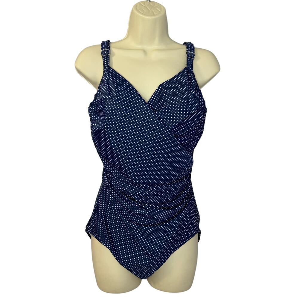 Miraclesuit Pin-Point Oceanus Allover Slimming One Piece Swimsuit Sz 12 - Picture 2 of 13